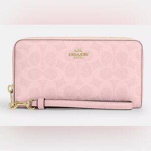 🎀NWT~COACH Long Zip Around Wallet In Signature Canvas